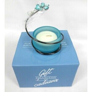 Avon Floral Jewels Tealight Candle Holder March Aquamarine Vintage 2004 New